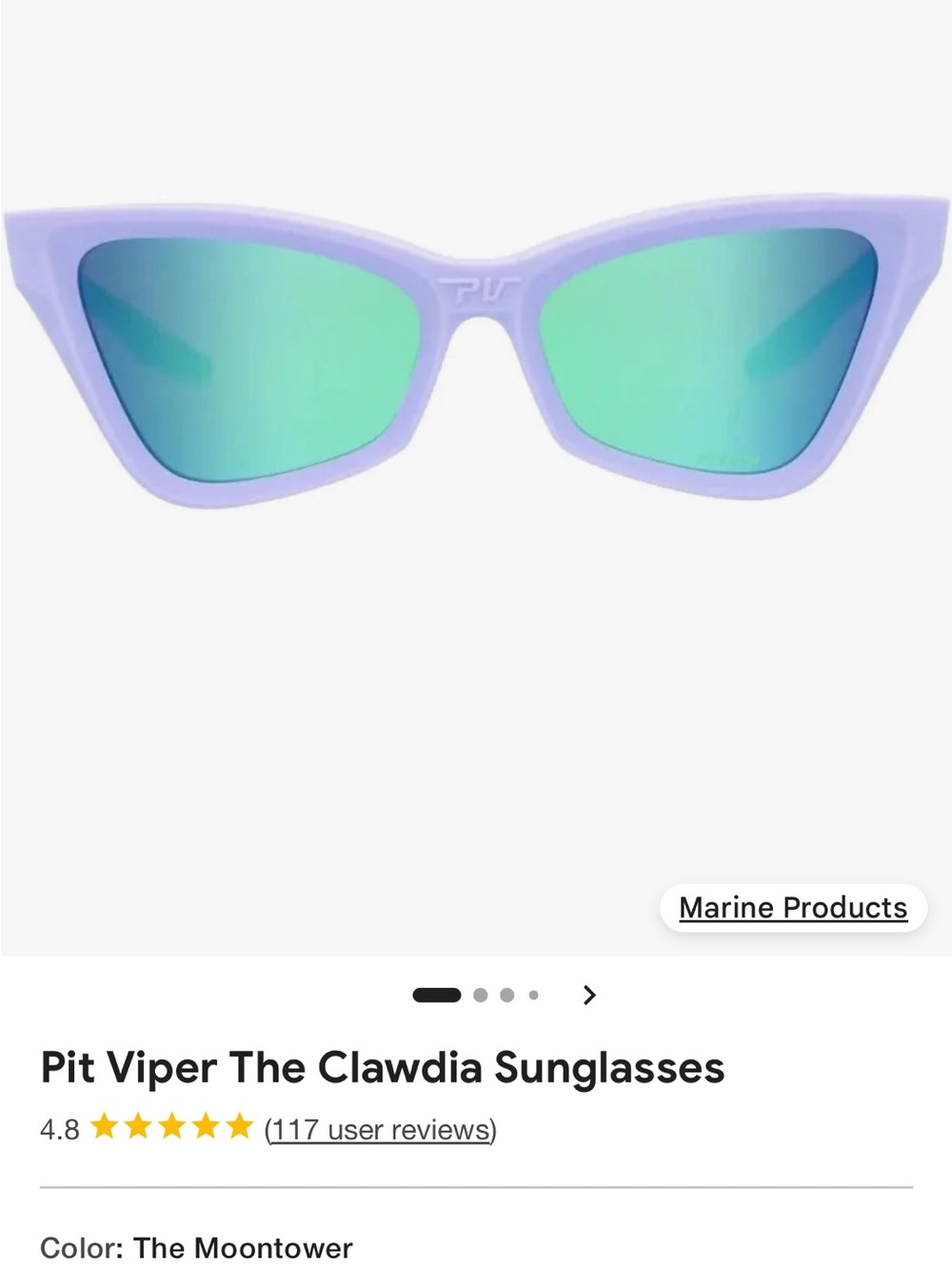 Pit Viper The Clawdia Sunglasses - Lavender Frame with Green Mirror Lenses